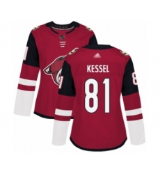 Women's Arizona Coyotes #81 Phil Kessel Authentic Burgundy Red Home Hockey Jersey