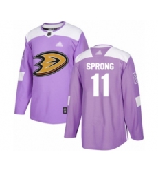 Men's Anaheim Ducks #11 Daniel Sprong Authentic Purple Fights Cancer Practice Hockey Jersey