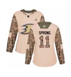 Women's Anaheim Ducks #11 Daniel Sprong Authentic Camo Veterans Day Practice Hockey Jersey