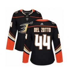 Women's Anaheim Ducks #44 Michael Del Zotto Authentic Black Home Hockey Jersey