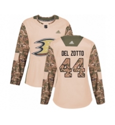 Women's Anaheim Ducks #44 Michael Del Zotto Authentic Camo Veterans Day Practice Hockey Jersey