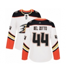 Women's Anaheim Ducks #44 Michael Del Zotto Authentic White Away Hockey Jersey