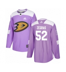 Men's Anaheim Ducks #52 Trevor Zegras Authentic Purple Fights Cancer Practice Hockey Jersey