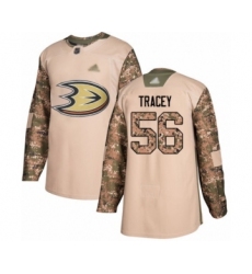 Men's Anaheim Ducks #56 Brayden Tracey Authentic Camo Veterans Day Practice Hockey Jersey