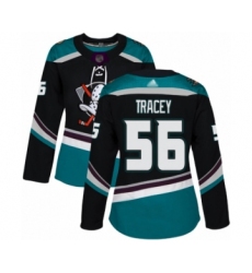 Women's Anaheim Ducks #56 Brayden Tracey Authentic Black Teal Alternate Hockey Jersey