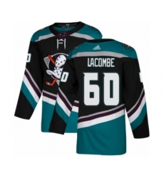 Men's Anaheim Ducks #60 Jackson Lacombe Authentic Black Teal Alternate Hockey Jersey