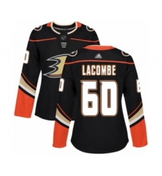 Women's Anaheim Ducks #60 Jackson Lacombe Authentic Black Home Hockey Jersey