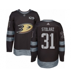 Men's Anaheim Ducks #31 Anthony Stolarz Authentic Black 1917-2017 100th Anniversary Hockey Jersey