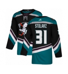 Youth Anaheim Ducks #31 Anthony Stolarz Authentic Black Teal Alternate Hockey Jersey