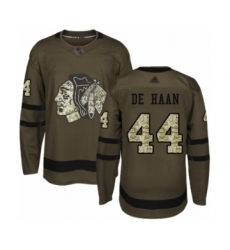 Youth Chicago Blackhawks #44 Calvin De Haan Authentic Green Salute to Service Hockey Jersey