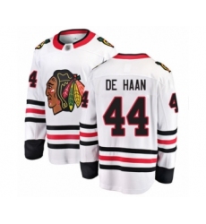 Youth Chicago Blackhawks #44 Calvin De Haan Authentic White Away Fanatics Branded Breakaway Hockey Jersey