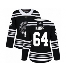 Women's Chicago Blackhawks #64 David Kampf Authentic Black Alternate Hockey Jersey