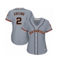 Women's San Francisco Giants #2 Abiatal Avelino Authentic Grey Road Cool Base Baseball Player Jersey