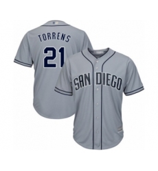 Men's San Diego Padres #21 Luis Torrens Authentic Grey Road Cool Base Baseball Player Jersey