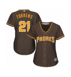 Women's San Diego Padres #21 Luis Torrens Authentic Brown Alternate Cool Base Baseball Player Jersey
