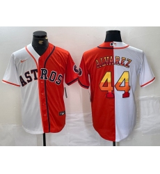 Men's Houston Astros #44 Yordan Alvarez White Orange Split Stitched Baseball Jersey