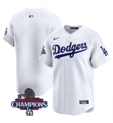 Men's Los Angeles Dodgers Blank White 2024 World Series Home Limited Stitched Baseball Jersey