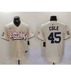 Men's New York Yankees #45 Gerrit Cole Cream Limited Stitched Baseball Jersey