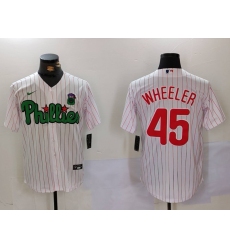 Men's Philadelphia Phillies #45 Zack Wheeler White Green Cool Base Stitched Jersey