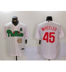 Men's Philadelphia Phillies #45 Zack Wheeler White Green Cool Base Stitched Jerseys