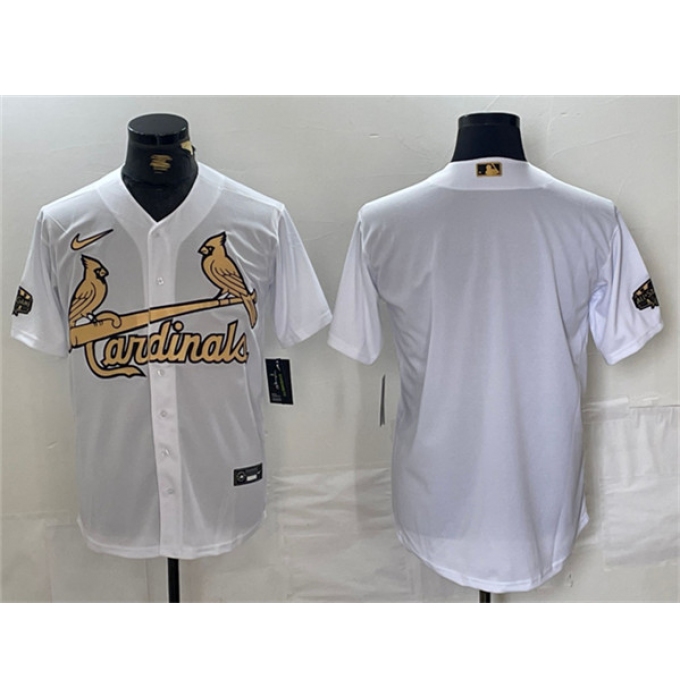 Men's St. Louis Cardinals Blank All-Star White Gold Stitched Baseball Jersey