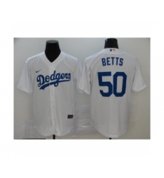 Men's Los Angeles Dodgers #50 Mookie Betts White 2020 Cool Base Jersey