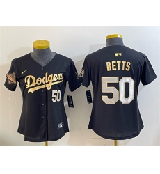 Youth Los Angeles Dodgers #50 Mookie Betts Black Gold 2025 World Series Champions Limited Stitched Baseball Jersey