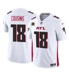 Men's Atlanta Falcons #18 Kirk Cousins White 2024 F.U.S.E With 4-Star C Vapor Untouchable Limited Stitched Football Jersey