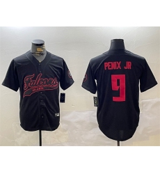 Men's Atlanta Falcons #9 Michael Penix Jr. Black With Cool Base Stitched Baseball Jersey