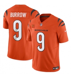 Men's Cincinnati Bengals #9 Joe Burrow Orange 2024 F.U.S.E With 4-star C Vapor Untouchable Limited Football Stitched Jersey