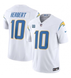 Men's Los Angeles Chargers #10 Justin Herbert White 2024 F.U.S.E. With 4-Star C Vapor Untouchable Limited Stitched Jersey