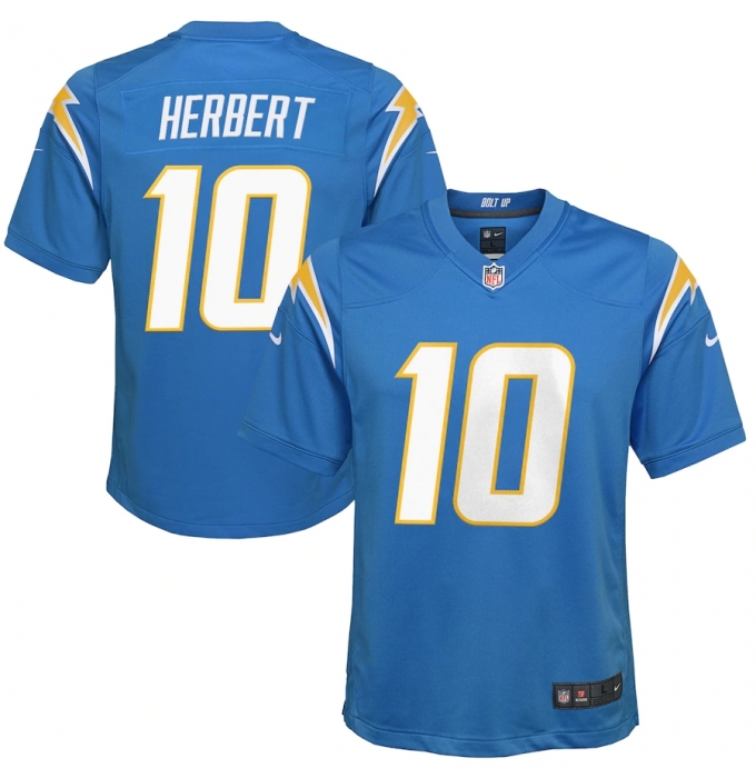 Youth Los Angeles Chargers #10 Justin Herbert Nike Powder Blue 2020 NFL Draft First Round Pick Game Jersey.webp