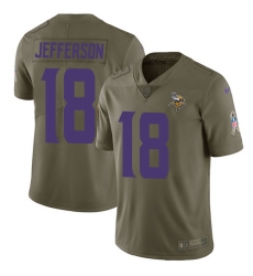 Men's Minnesota Vikings #18 Justin Jefferson Olive Stitched NFL Limited 2017 Salute To Service Jersey Men's Minnesota Vikings #18 Justin Jefferson Olive Stitched NFL Limited 2017 Salute To Service Jersey