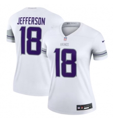 Women's Minnesota Vikings #18 Justin Jefferson White Winter Warrior Limited Football Stitched Jersey