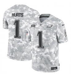 Men's Philadelphia Eagles #1 Jalen Hurts 2024 Arctic Camo Salute To Service Limited Stitched Football Jersey