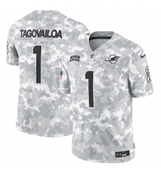 Men's Miami Dolphins #1 Tua Tagovailoa 2024 Arctic Camo Salute To Service Limited Stitched Football Jersey