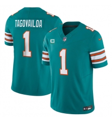 Men's Miami Dolphins #1 Tua Tagovailoa Aqua 2023 F.U.S.E Alternate With 3-Star C Vapor Limited Stitched Football Jersey