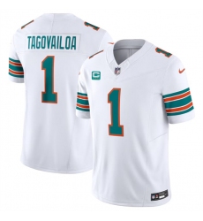 Men's Miami Dolphins #1 Tua Tagovailoa White F.U.S.E Alternate With 3-Star C Vapor Limited Stitched Football Jersey