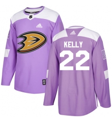 Men's Adidas Anaheim Ducks #22 Chris Kelly Authentic Purple Fights Cancer Practice NHL Jersey