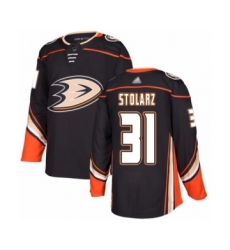 Men's Anaheim Ducks #31 Anthony Stolarz Authentic Black Home Hockey Jersey