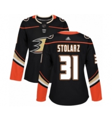 Women's Anaheim Ducks #31 Anthony Stolarz Authentic Black Home Hockey Jersey