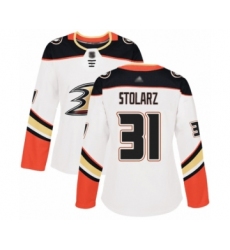 Women's Anaheim Ducks #31 Anthony Stolarz Authentic White Away Hockey Jersey