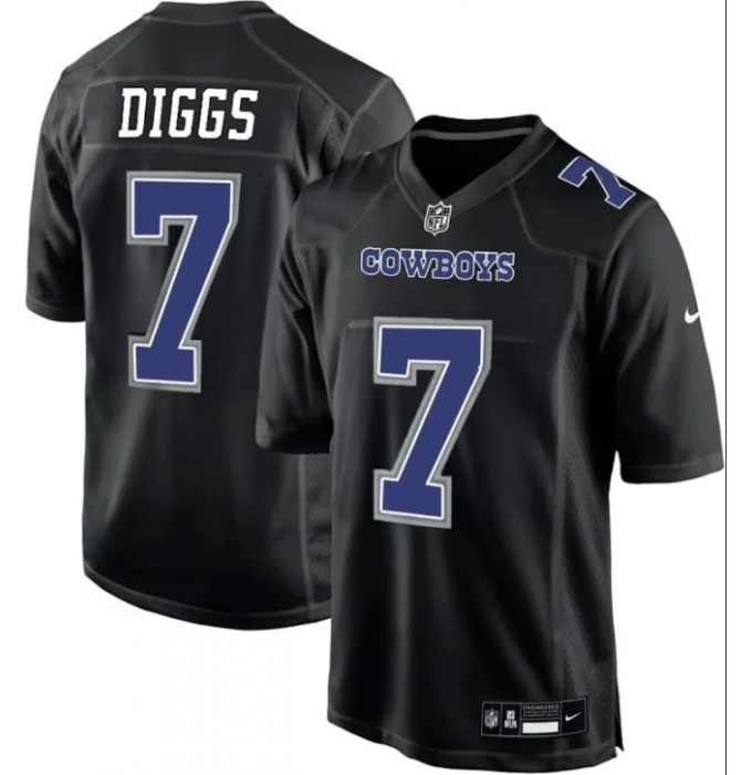 Men's Nike Dallas Cowboys #7 Trevon Diggs Carbon Black Fashion Game Jersey