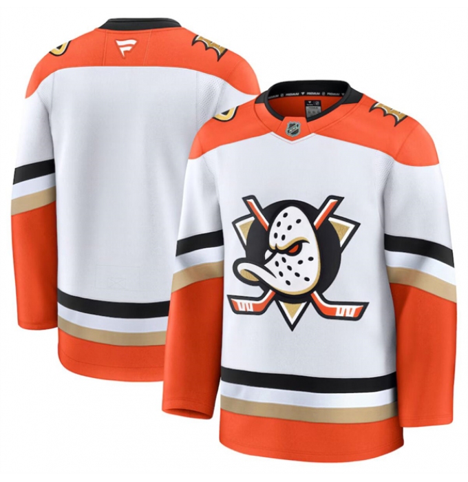 Men's Anaheim Ducks Blank White 2024-25 Away Stitched Hockey Jersey