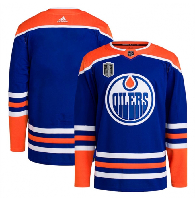 Men's Edmonton Oilers Blank Royal 2024 Stanley Cup Final Stitched Jersey