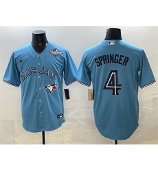 Men's Toronto Blue Jays #4 George Springer Blue 2025 World Series Cool Base Stitched Baseball Jersey