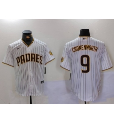 Men's San Diego Padres #9 Jake Cronenworth White Team Logo Stitched MLB Cool Base Nike Jersey