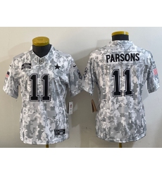 Women's Dallas Cowboys #11 Micah Parsons 2024 FUSE Arctic Camo Salute to Service Limited Stitched Jersey