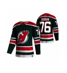 Men's New Jersey Devils #76 P.K. Subban Green 2020-21 Reverse Retro Alternate Hockey Jersey