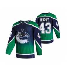 Men's Vancouver Canucks #43 Quinn Hughes Green 2020-21 Reverse Retro Alternate Hockey Jersey